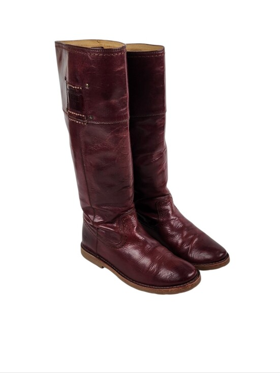 Frye Shoes - Frye Amelia Rogo Equestrian Tall Burgandy Cognac Leather Boots Womens Size 6